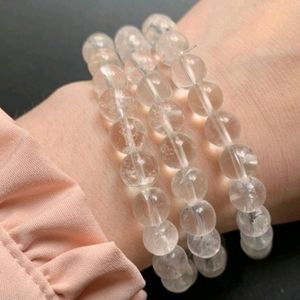 Clear Quartz translucent Stone Yoga Beaded Bracelet Size 8mm